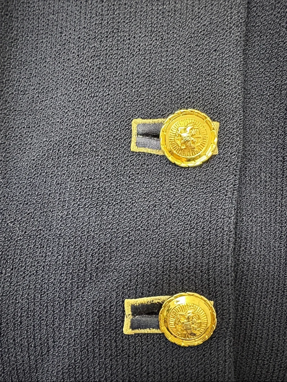 St. John Navy Blue and Gold Blazer and Skirt Suit Set Women Size 6